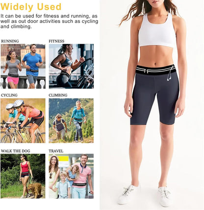Size comparison showing running belt fitting various body types