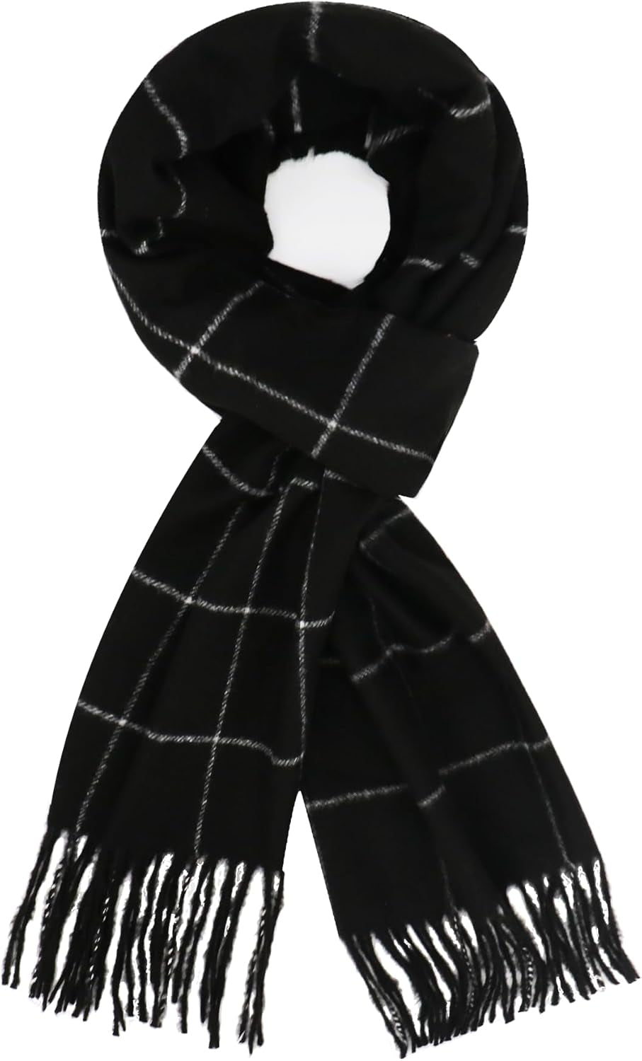 Plaid Scarf for Women Men, Lightweight Classic Tartan Tassel Scarves Fashion Warm Winter Chunky Scarf Cold Weather