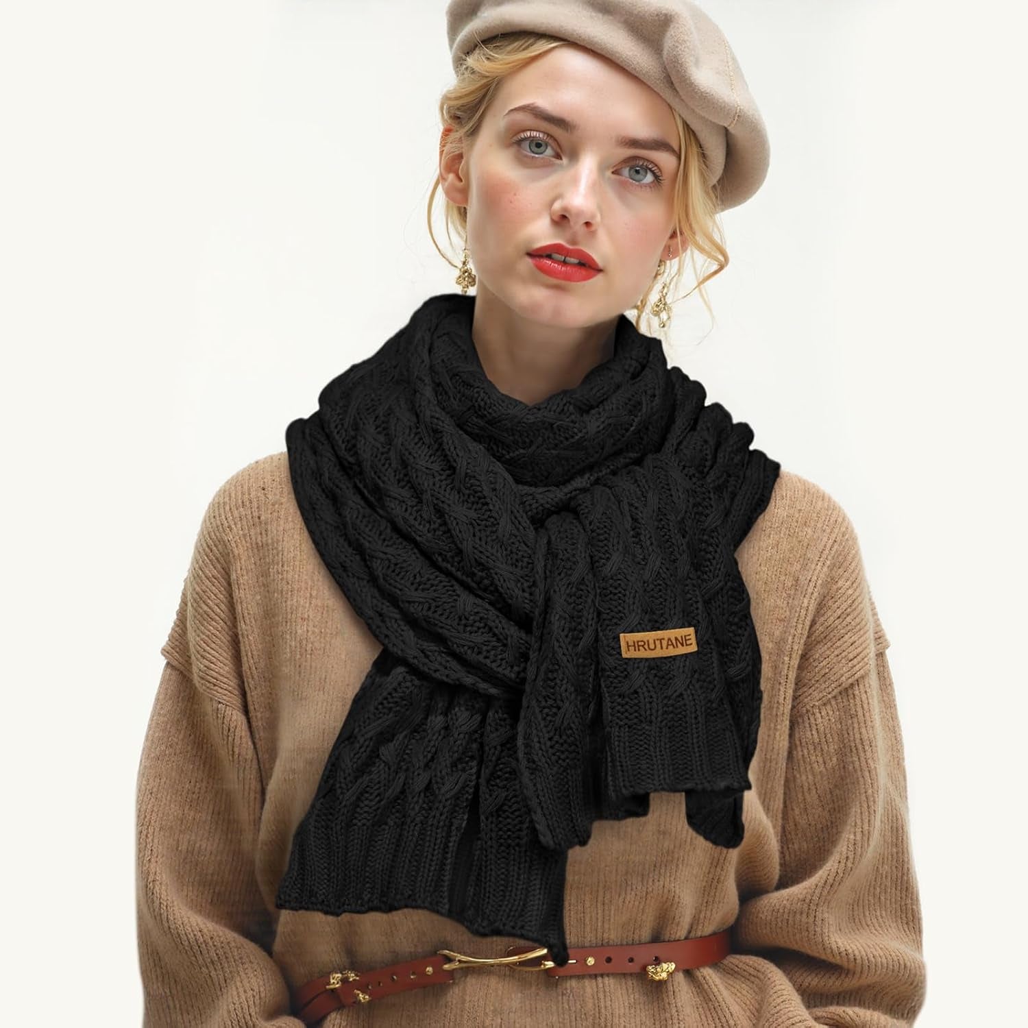 Winter Scarf for Women, Chunky Ribbed Knit Soft Long Wrap Cold Weather Stocking Stuffers Thick Warm Large Scarves