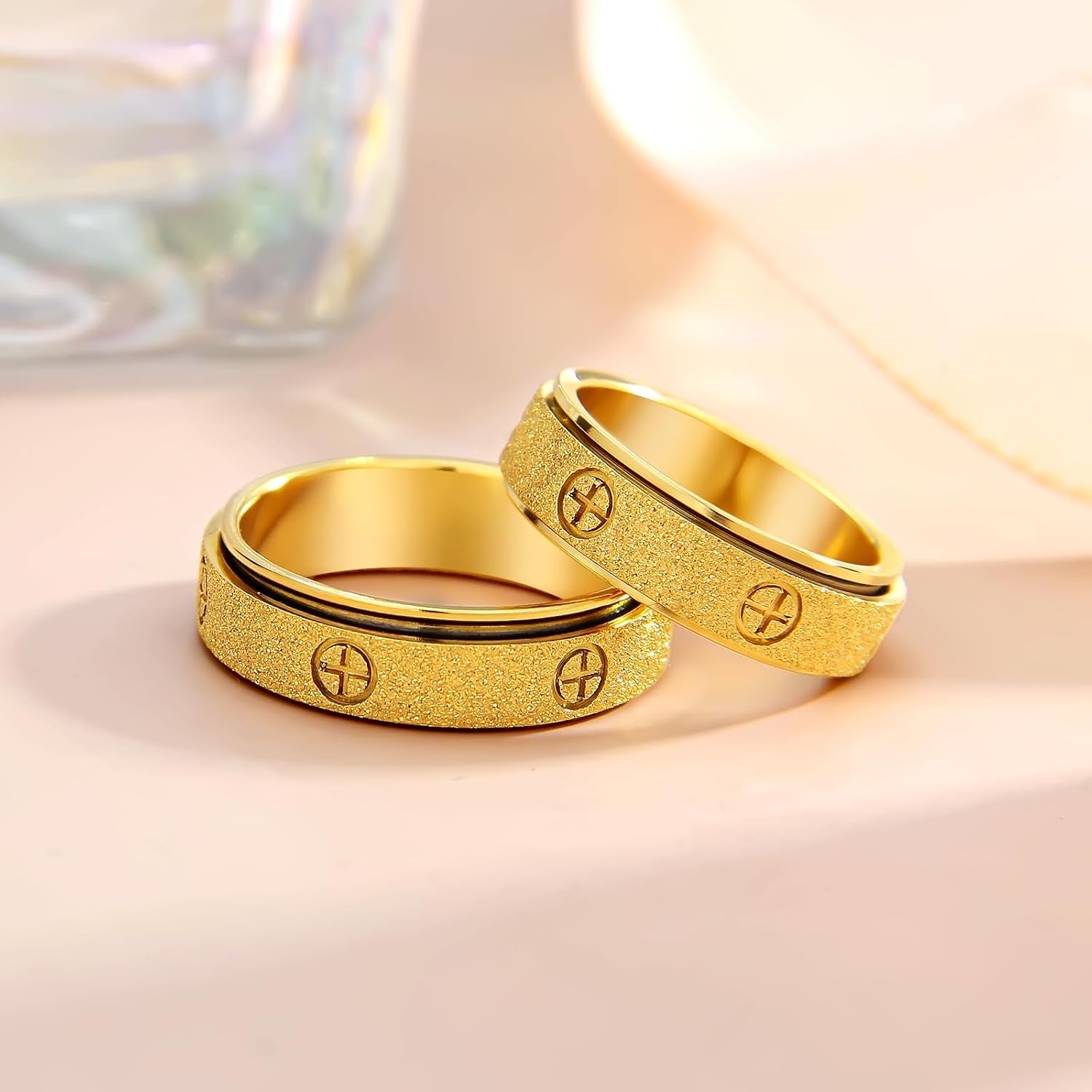 Couple's eternity band in 18K gold plated stainless steel