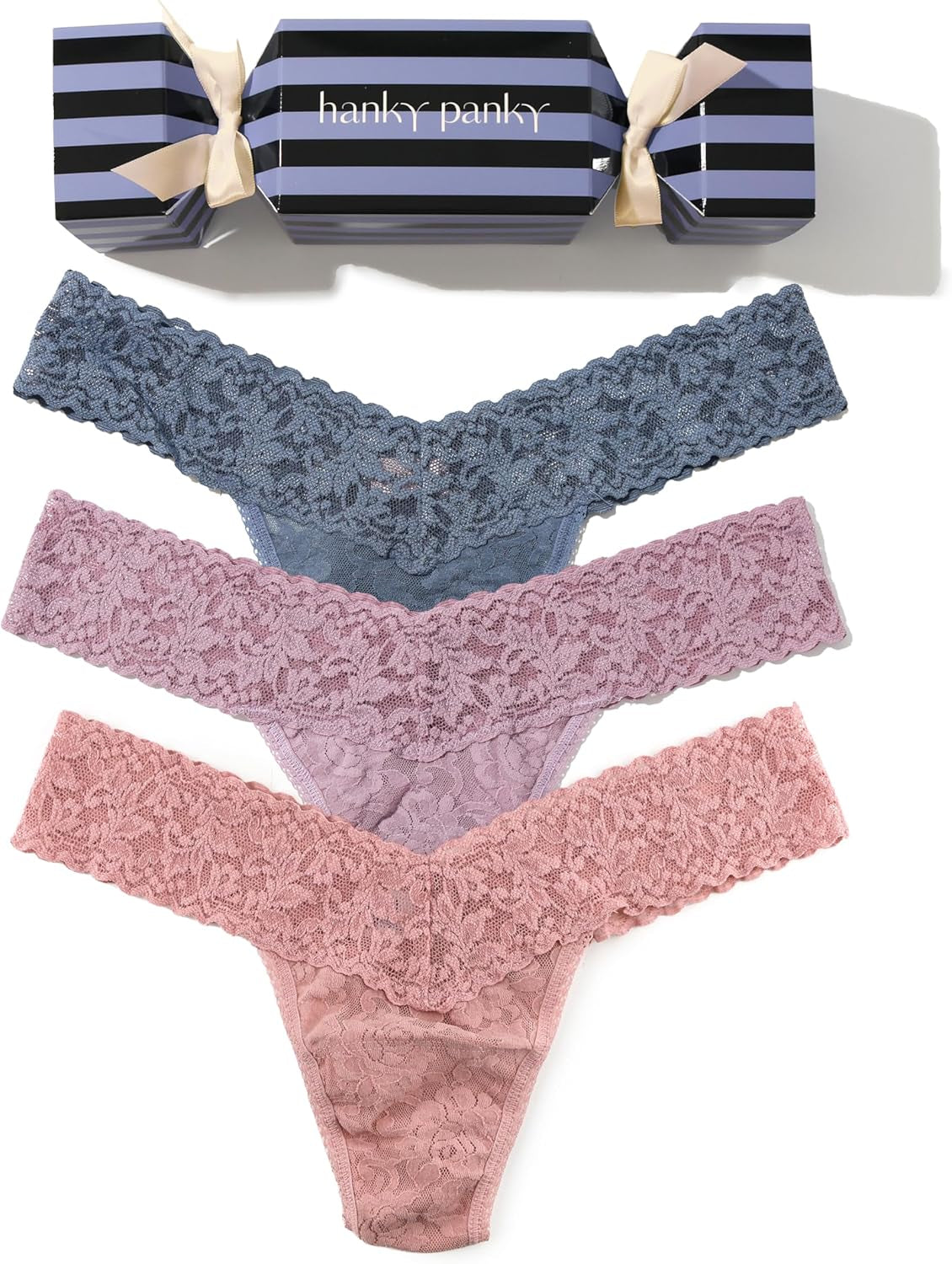 Hanky Panky Signature Lace Low Rise Thongs for Women: Winter Holiday Edition | Lacy Lingerie Underwear | One Size (4-14)