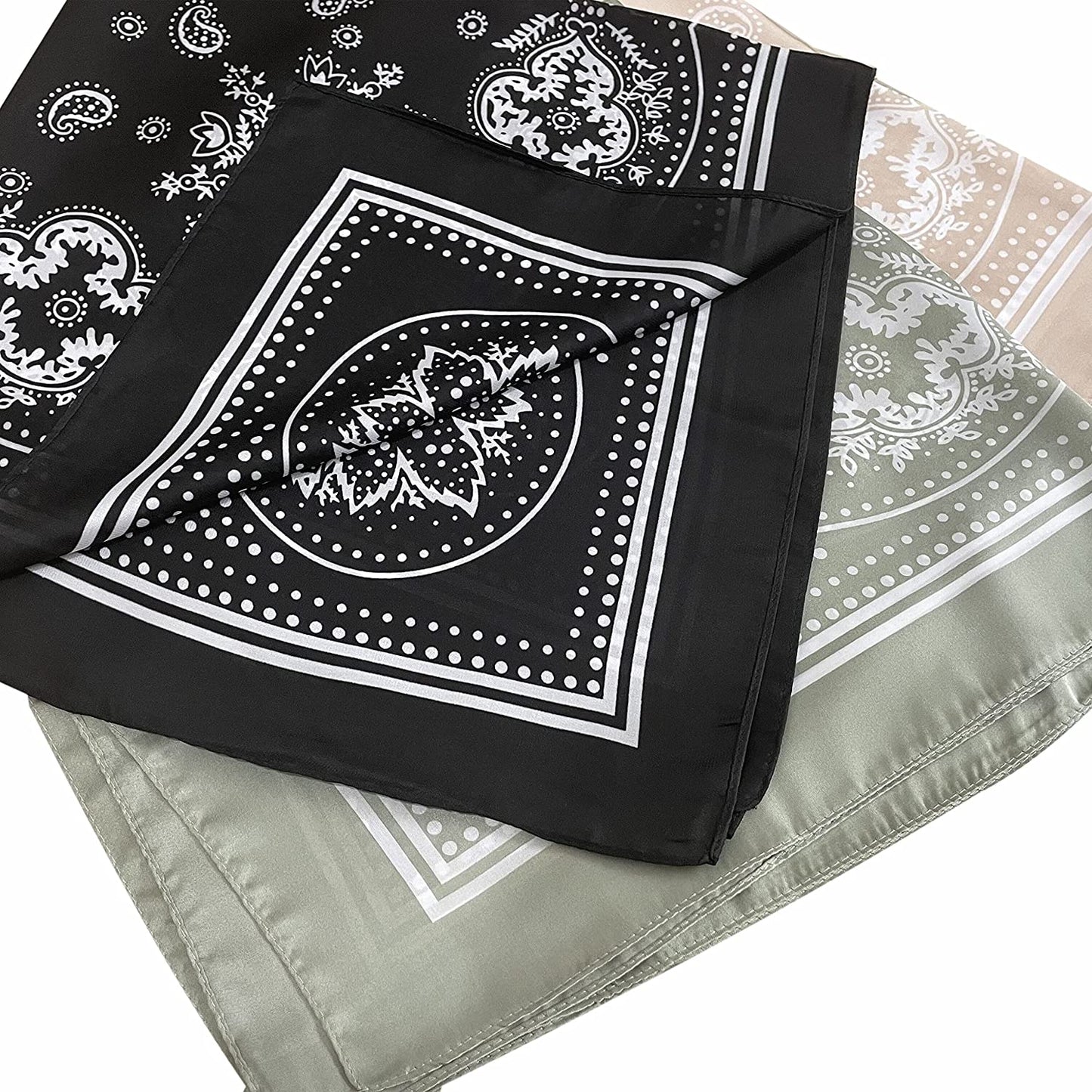 4Pcs Silk Feeling Scarf Square Satin Head Scarf for Women Neck Hair Scarves Wraps Headscarf Hair Bandanas Night Sleeping Wrapping, 26.5×26.5 Inches