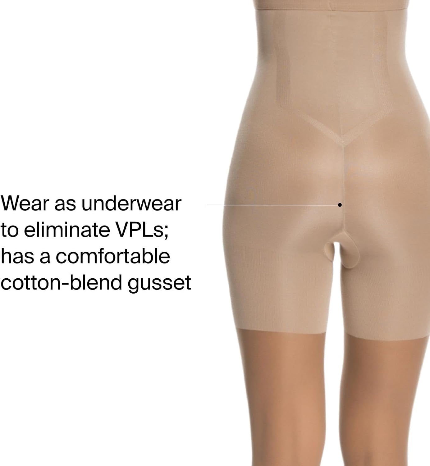 Close up of cotton-blend gusset detail on SPANX shapewear sheers