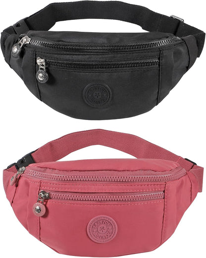 Black fanny pack with all phones compatibility feature