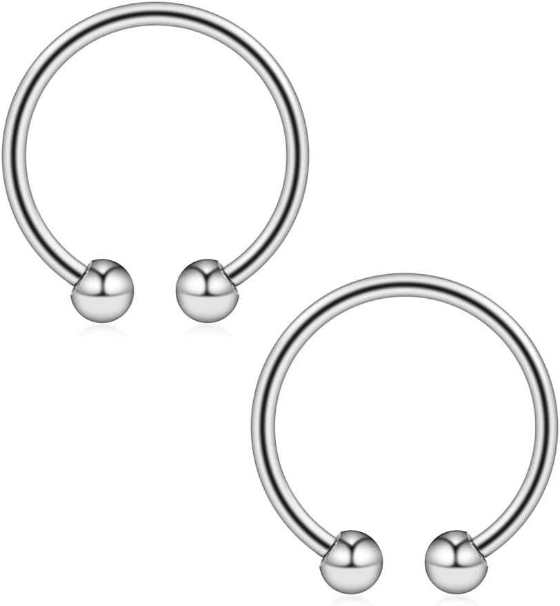 Ruifan 316L Surgical Steel Non-Piercing Fake Faux Clip on Septum Nose Hoop Ring Body Jewelry Piercing Unisex 20 Gauge 5/16"(8Mm) 2-6PCS