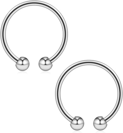 Ruifan 316L Surgical Steel Non-Piercing Fake Faux Clip on Septum Nose Hoop Ring Body Jewelry Piercing Unisex 20 Gauge 5/16"(8Mm) 2-6PCS