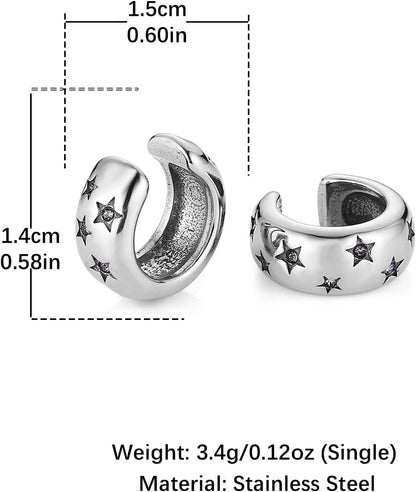 HZMAN Star Ear Cuff Earrings for Women Stainless Steel Non Piercing Tiny Cartilage Cuff Earring Fake Piercings Earings