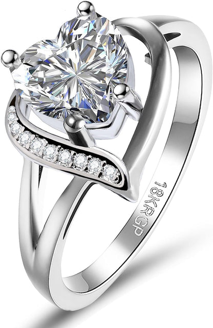 Engagement Rings for Women AAA+ Heart Cubic Zirconia Promise Rings for Her Womens Rings Black Gold Gothic Rings Christmas Gifts Fashion Wedding Rings Statement Rings for Women