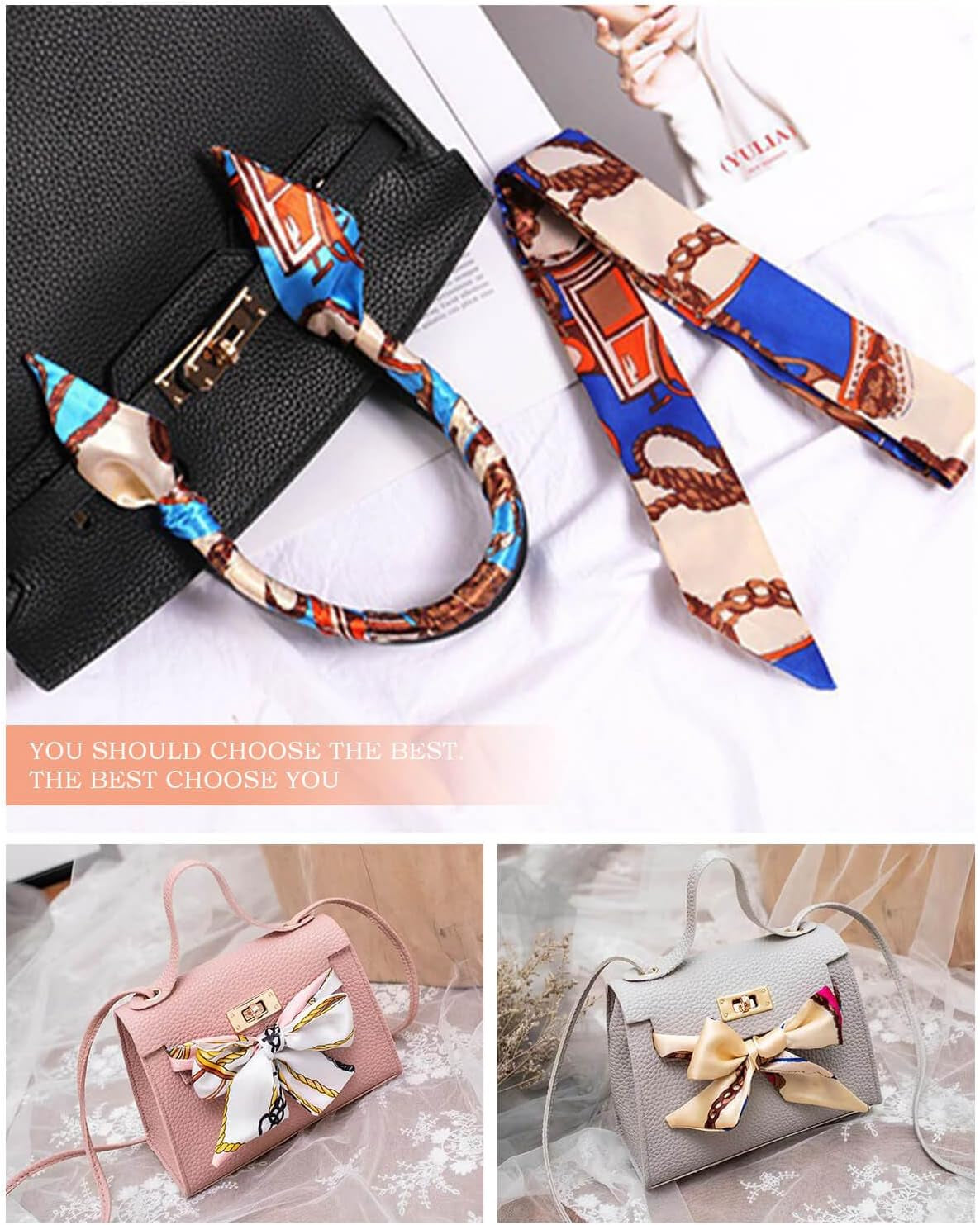 6 Pack Scarf Bags for Women - Narrow Scarf Hair & Neck Scarves - Fashion Gifts