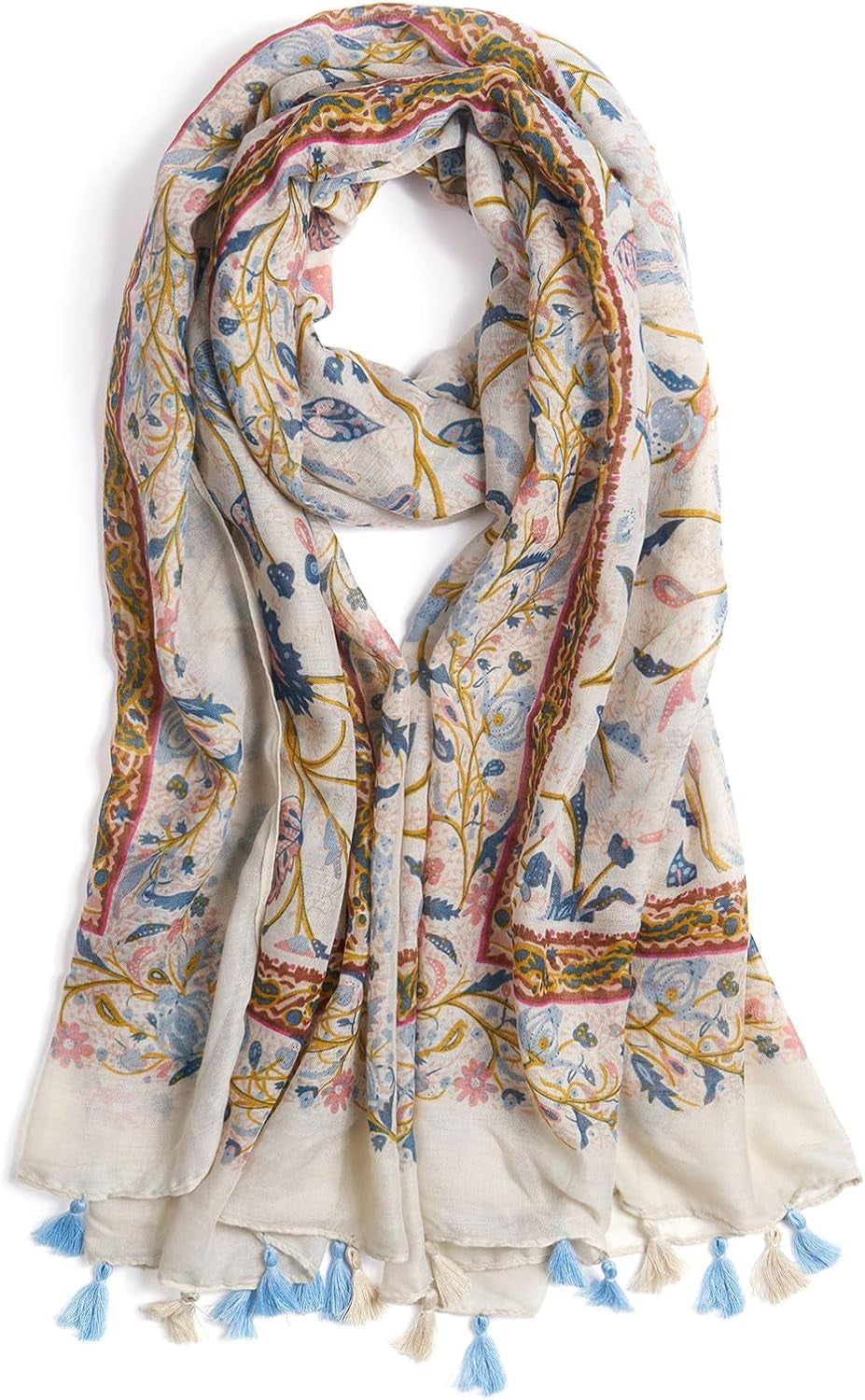 Scarf for Women Lightweight Soft Floral Leopard Printed Scarves Fall Winter Fashion Shawl Wrap with Fringe