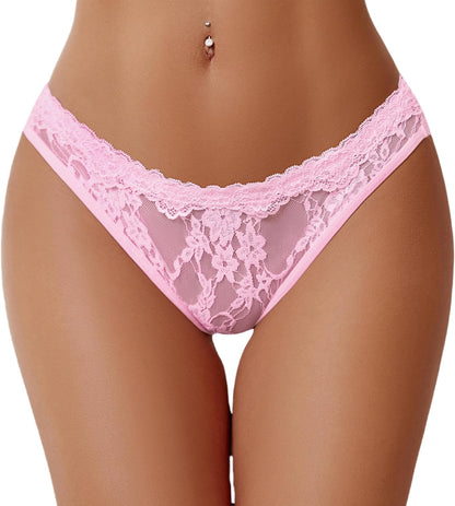 Low rise hollow out lace cheeky underwear product display
