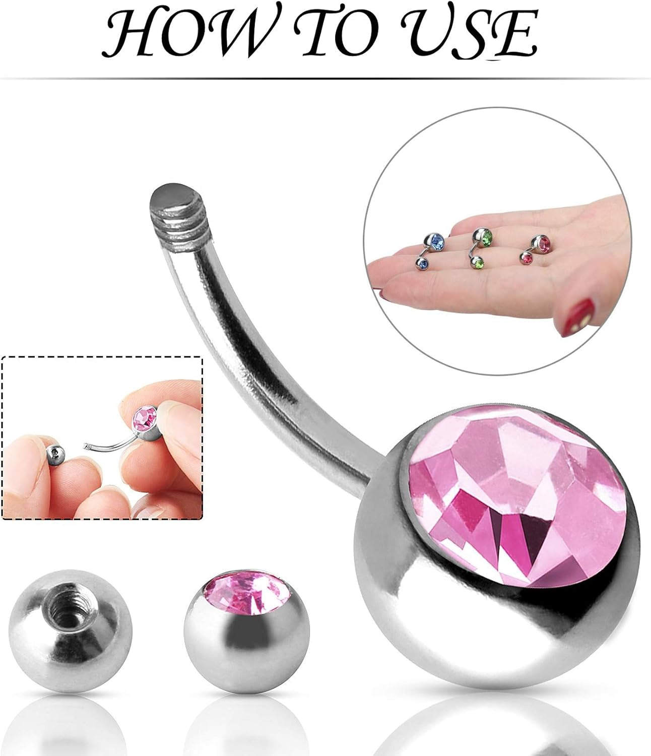 OMAIGAR Belly Rings for Women, Surgical Stainless Steel Belly Button Rings, Ideal Gift with Cute Package
