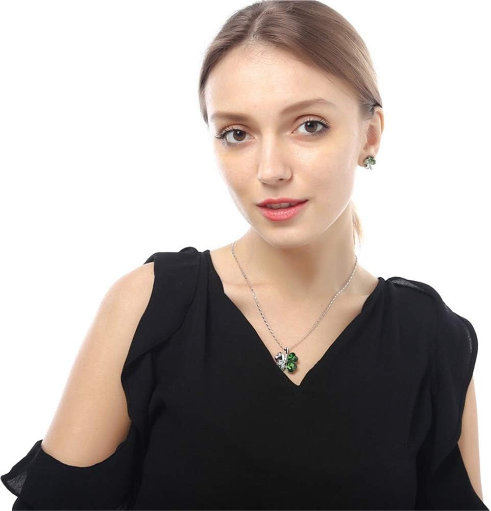 AILUOR Four Leaf Clovers Jewelry Set, Fashion Austrian Crystal Rhinestone Lucky Four Leaf Clover Necklace Bracelet or Earrings for Women Wedding Party Gift