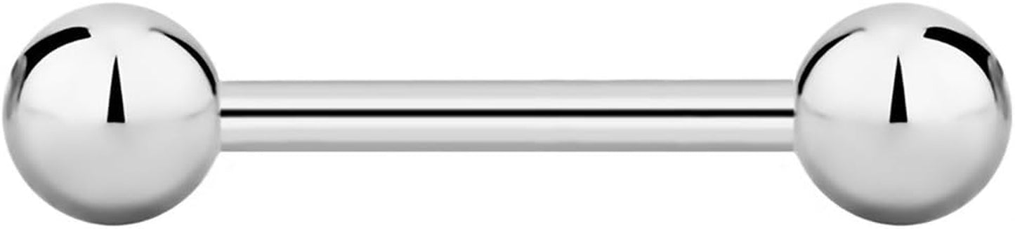 Forbidden Body Jewelry Nipple Barbell, Nipple Bars, Silver Nipplerings Piercing Surgical Steel 8G - 18G Straight Barbell Body Jewelry (Sold Individually)