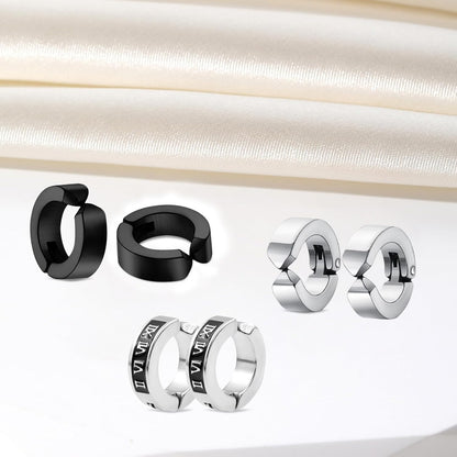 3 Pairs Clip on Earrings for Men, Non Pierced Earrings for Women and Men, Titanium Steel Fake Earrings, Cool Earrings Set for Gifts