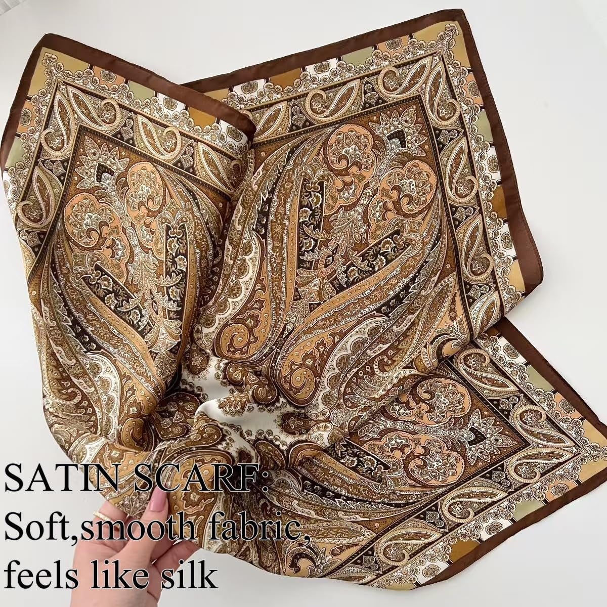 Hexchasty Head Hair Scarf Satin Silk Feeling Scarves for Women Lightweight Fashion Bag Purse Scarf for Handbags Accessories