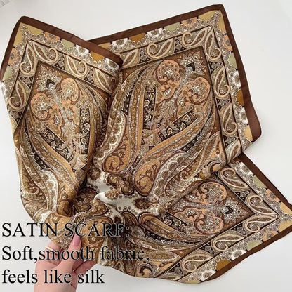 Hexchasty Head Hair Scarf Satin Silk Feeling Scarves for Women Lightweight Fashion Bag Purse Scarf for Handbags Accessories