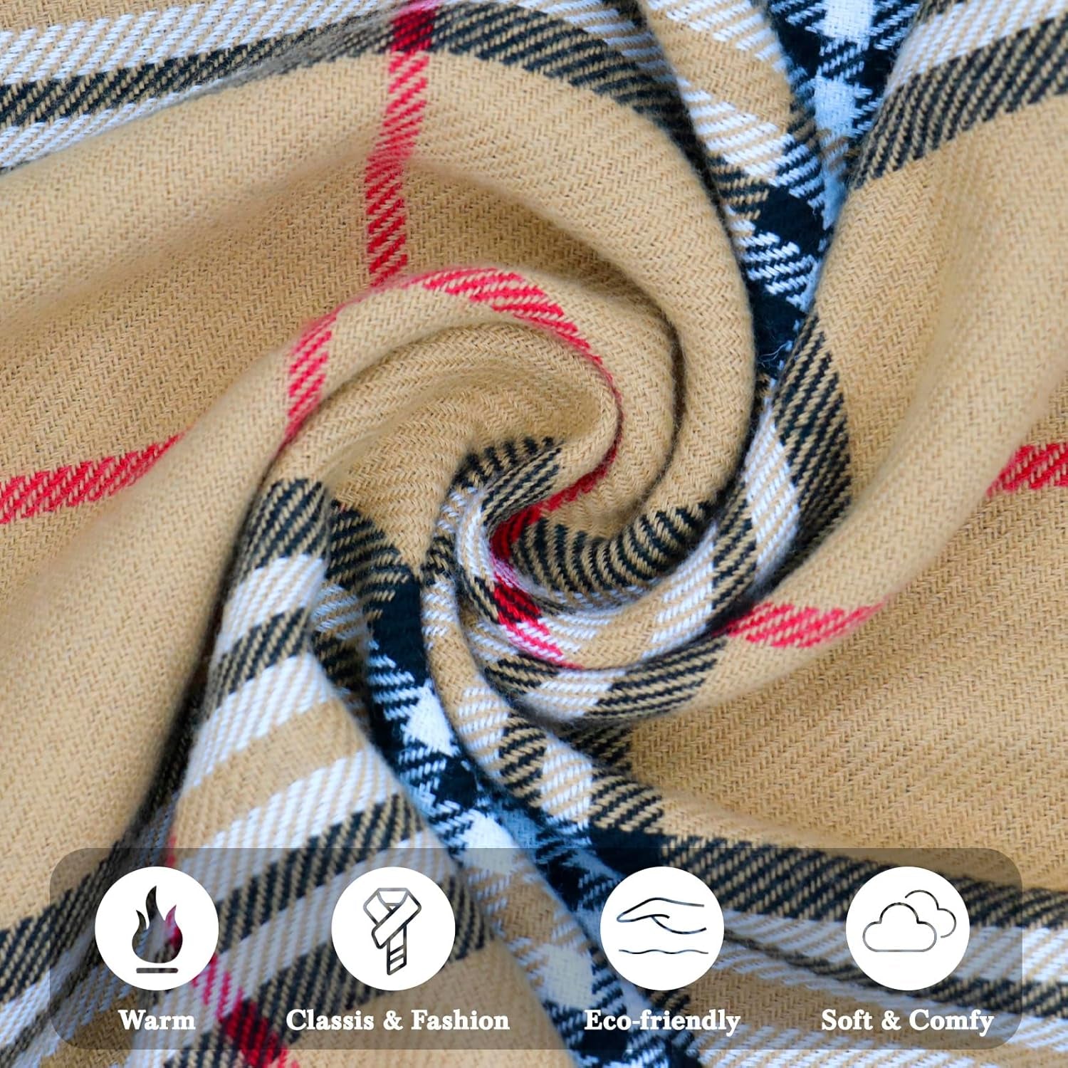 Vimate Plaid Scarf for Men Women Super Soft Classic Tartan Checkered Neck Scarves