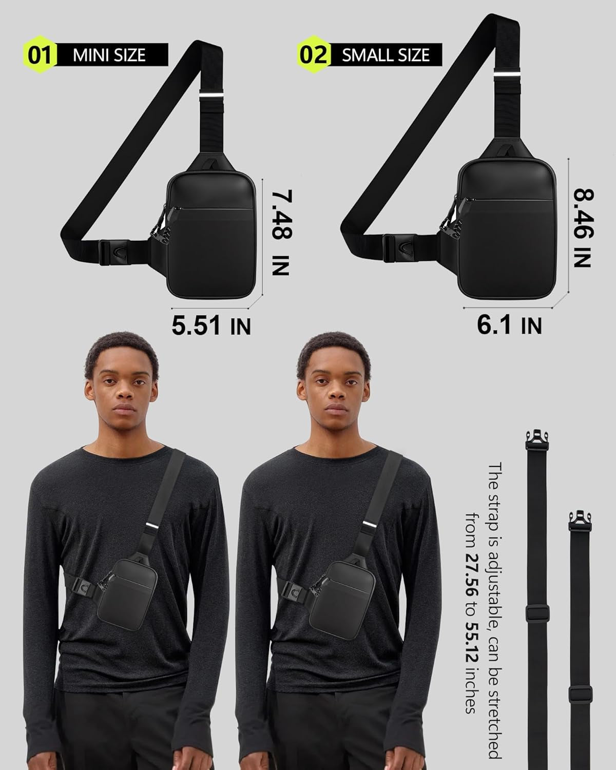 Anti-theft crossbody sling bag showing secure phone holder compartment