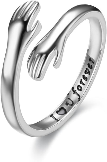 Close-up of granddaughter hug ring band detail