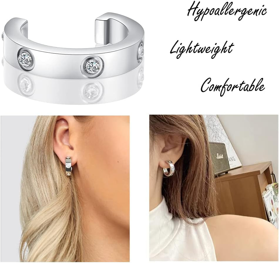 Love Earrings for Women Hoop Earrings Stainless Steel Earrings with Cubic Zirconia Stones Earrings Birthday Jewelry Christmas Gifts for Women Her