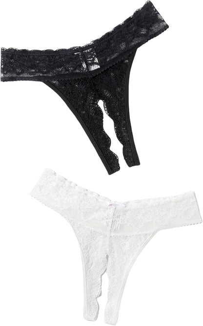 Avidlove Sexy Panties for Women Lace Cheeky Underwear Low Rise T Back Hipster Thong 1-3 Pack