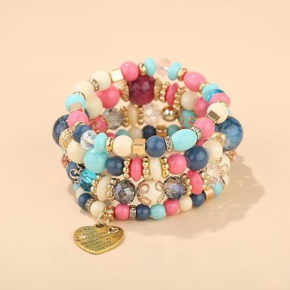 4 Sets Bohemian Stackable Bead Bracelets, Stretch Bangle Charm Jewelry 1