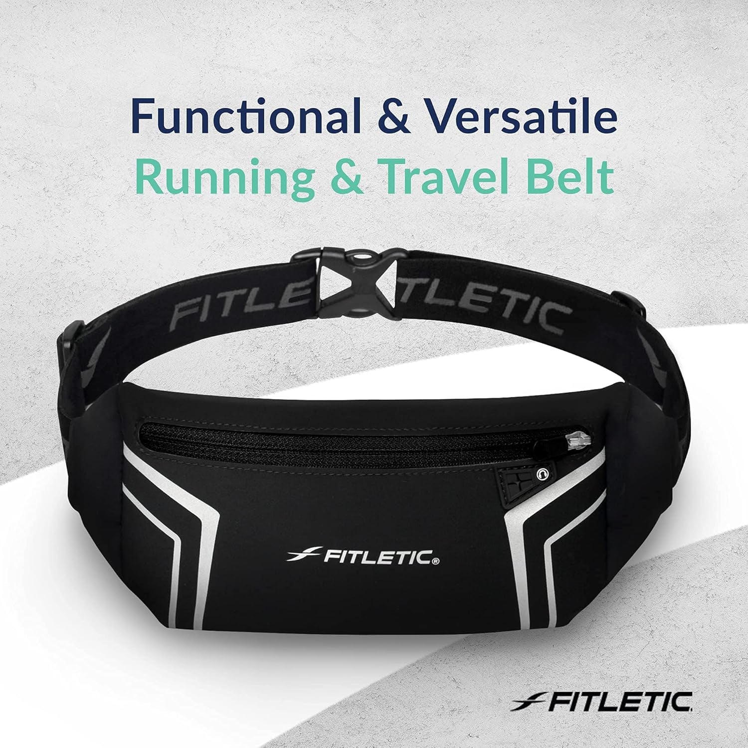 Modern sports running belt showing large water-resistant pouch
