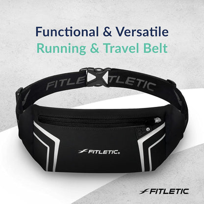 Modern sports running belt showing large water-resistant pouch