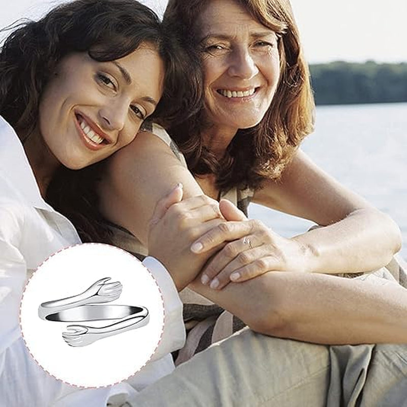 To My Daughter Hug Hope Rings, I Love You Foreve Motivational Stainless Steel Spiral Wrap Twist Open Adjustable Healing Ring Inspirational Gift Jewelry