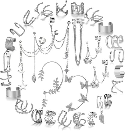 81 Pcs Ear Cuff Helix Cartilage Ear Clip on Wrap Earrings Ear Cuffs for Women Men Non Piercing Ear Clip Fake Earrings Cartilage(Gold/Silver/Black)