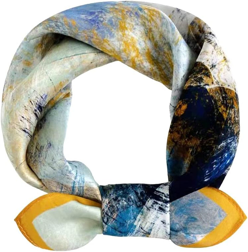 ANDANTINO 100% Mulberry Silk Scarf -21” Lightweight Square Neckerchief – Breathable Digital Printed Scarves with Gift Packed