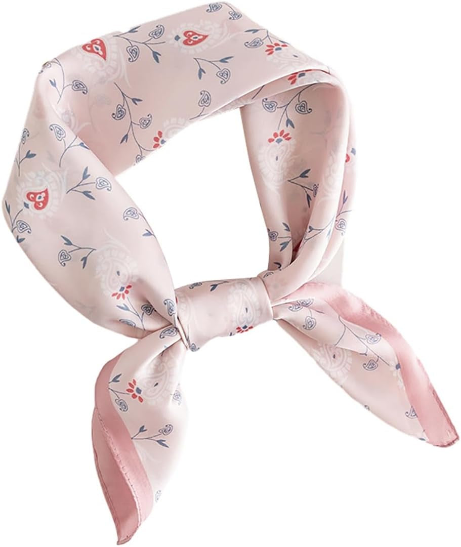 MINIDORA Satin Scarves for Women 27.5 × 27.5 Inches Medium Square Elegant Silk Feeling Head Scarf