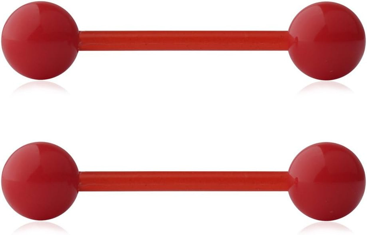 Ruifan 14G 16Mm Acrylic Nipple Tongue Barbell Ring Body Piercing Jewelry Retainer 2-6PCS