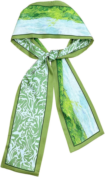 Head Scarf Hair Neck Scarves for Women Purse Bag Scarfs for Handbags Silky Long Thin Satin Headscarf Fashion