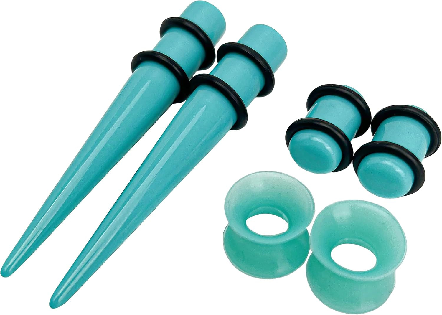Acrylic, Silicone Ear Stretching Kit: Lightweight Tapers, Heart Tunnels & Plugs for Starter Expanders | Body Piercing Jewelry Earring Gauges Gauging Set for Men, Women (Size: 14G-0000G)
