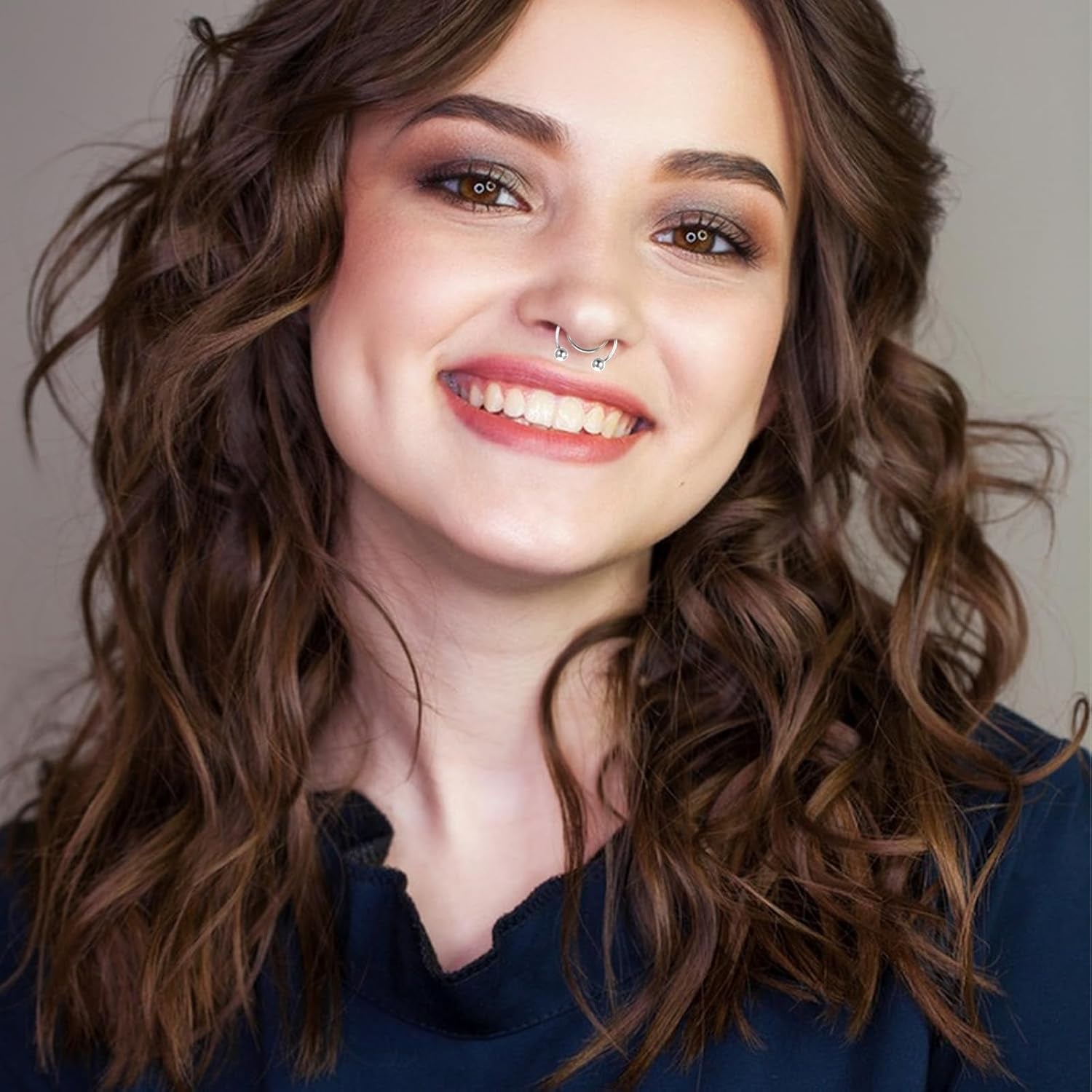 8 Pcs Fake Septum Ring, Fake Nose Ring Hoop, Stainless Steel Faux Septum Piercings, Clip on Lip Rings, Faux Nose Rings for Women Men Non Piercing Noses Jewelry