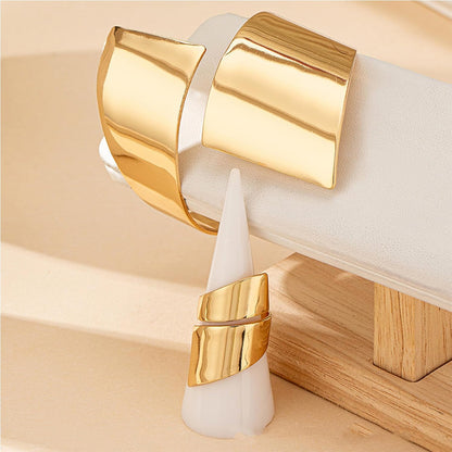 Gold Jewelry Sets for Women Bangle Ring Set Chunky Bangle Bracelet and Ring Statement Jewelry Set for Women