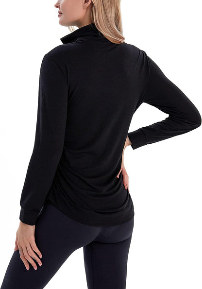 GINKANA Maternity Women'S Long Sleeve Shirt Half Zipper Lapel Lightweight Casual Maternity Pullover with Pockets