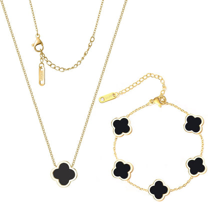 Delicacy Clover Bracelets Necklace Set:Clover Necklaces Clover Bracelet Women Link Bracelets Cute Gold Jewelry
