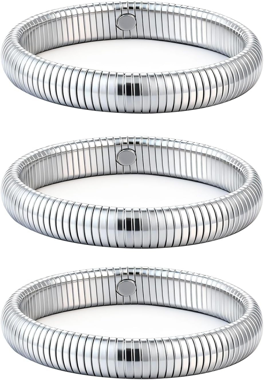 Complete set of three designer-look gold stretch bangles