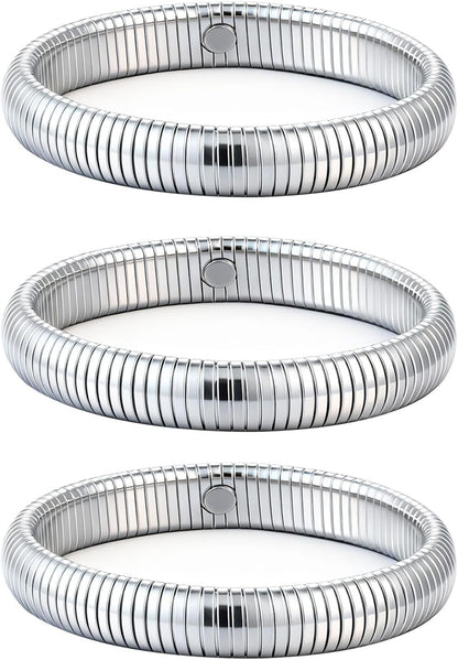 Complete set of three designer-look gold stretch bangles