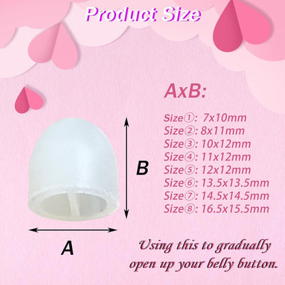 Comparison of all 8 belly button plug pieces in recovery shaper set