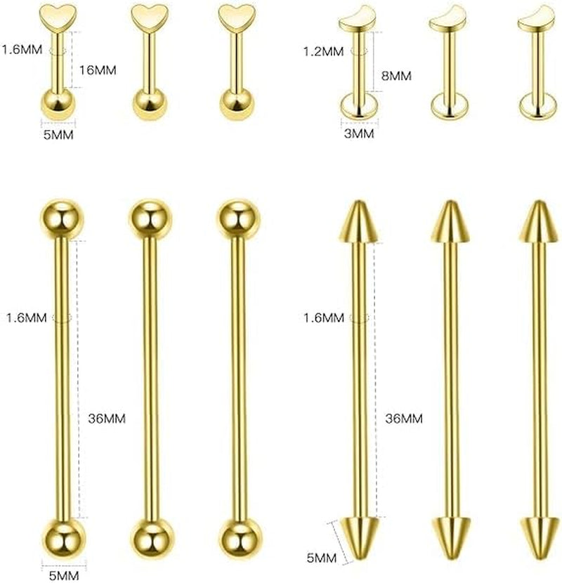 Xpircn Piercing Kit 316L Stainless Steel Belly Button Ring Ear Nose Septum Piercing Jewelry 20G 18G 16G 14G 12G Piercing Tools with Clamps Gloves for Body Piercing