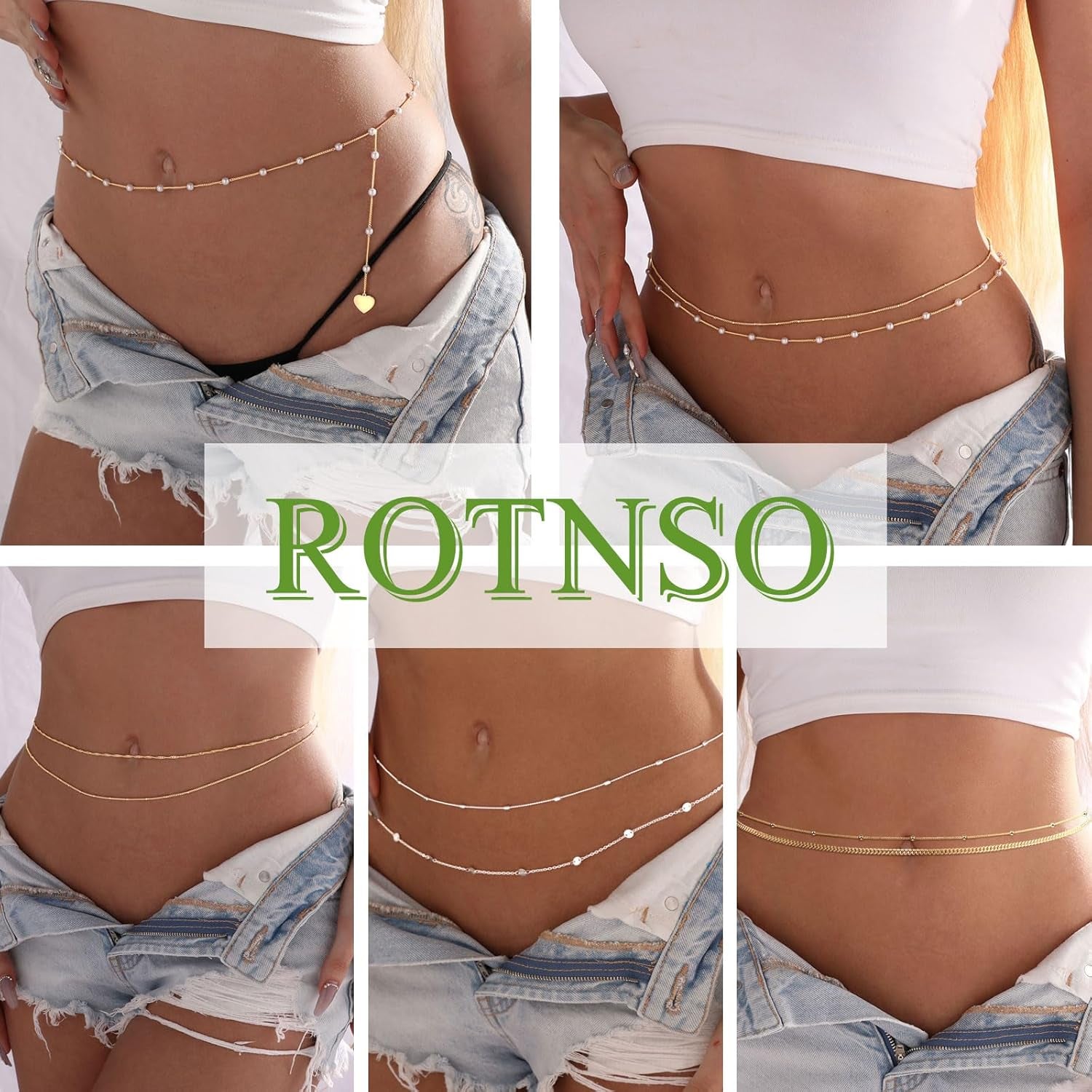 14K Gold Plated Body Chains Dainty Boho Layered Beach Waist Chain Adjustable Bikini Belly Chain Jewelry Accessories for Women Sexy