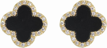 Four Leaf Clover Earrings Silver Needle Clover Earrings Full of Diamond Zircon Anti-Allergy Jewelry Earrings Large for Women or Girls……