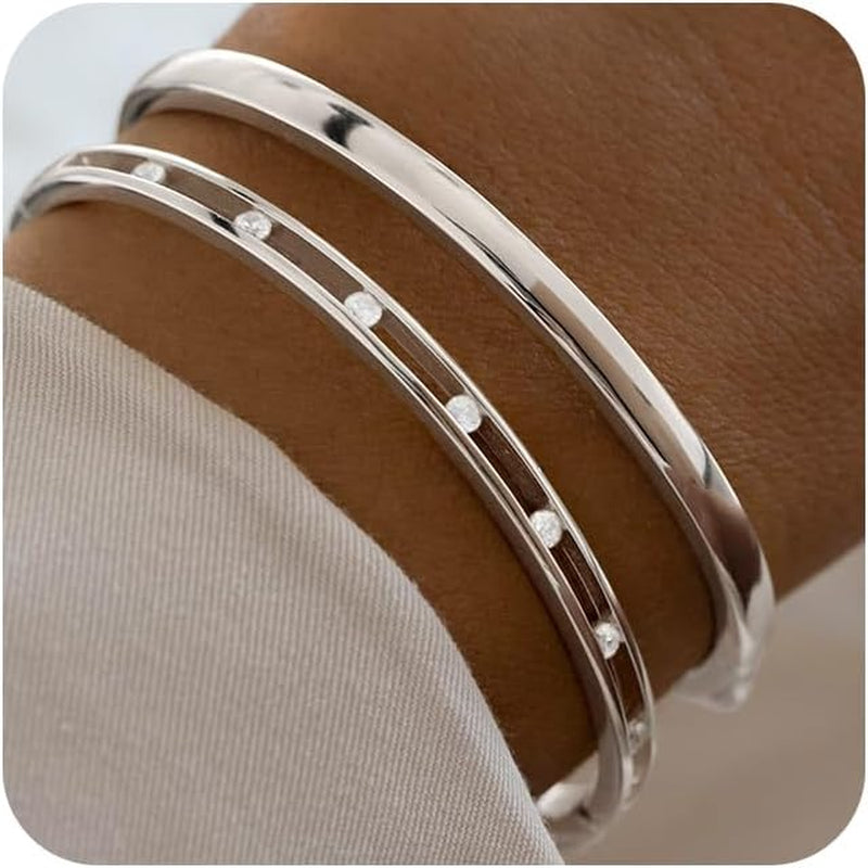 Gold Bangle Bracelets for Women, 18K Gold/Silver Plated Bangles for Women Gold Bracelets for Women Cuff Bracelet Tarnish Free Jewelry for Women Accessories for Her Gifts
