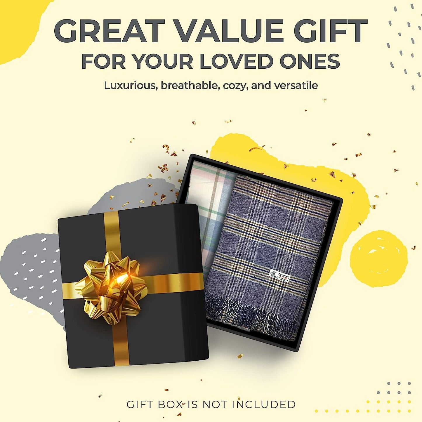 Plum Feathers Super Soft Luxurious Cashmere Feel Unisex for Men and Women Winter Scarf