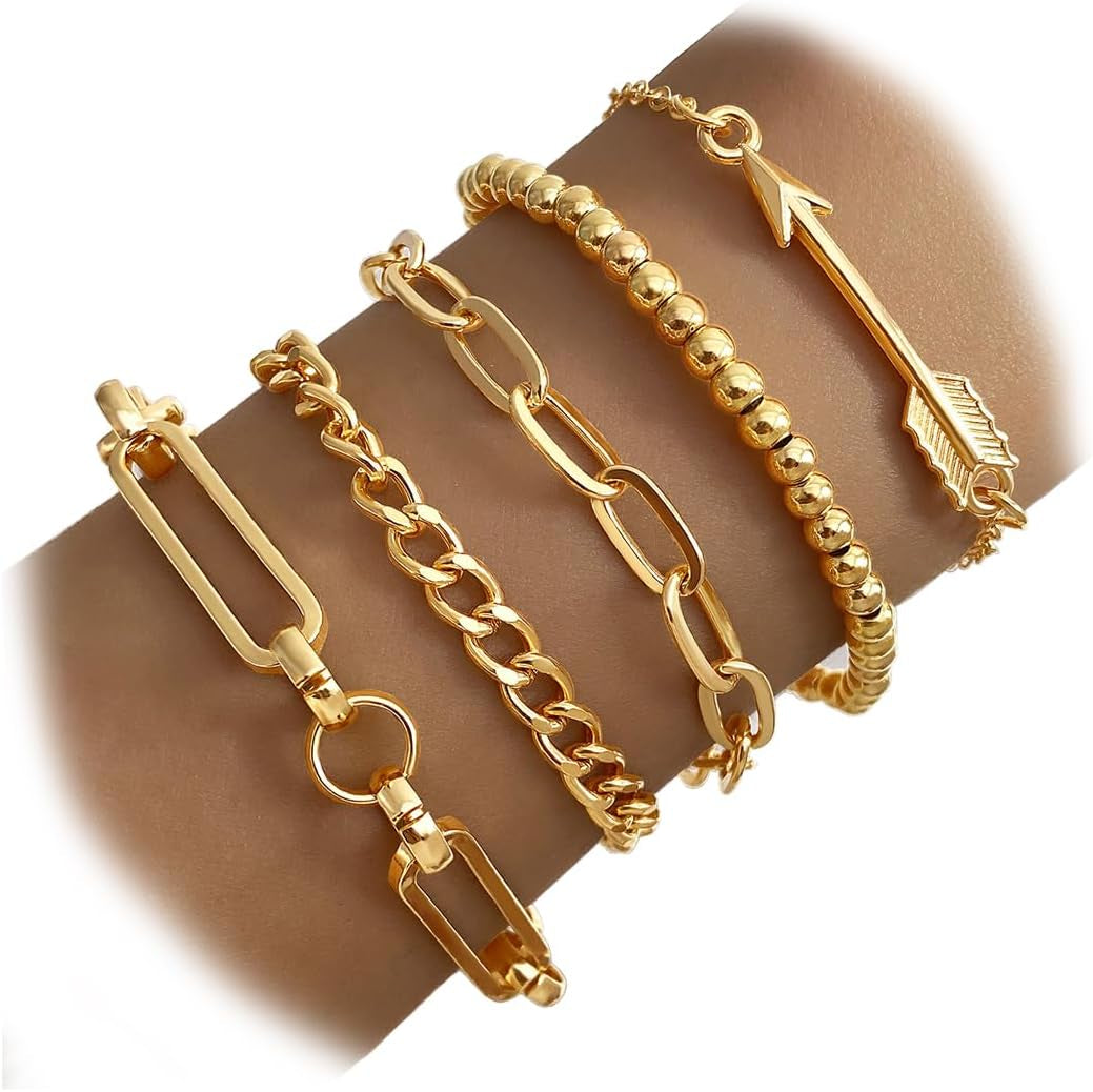 Women's stackable gold bangle bracelets in classic boho design