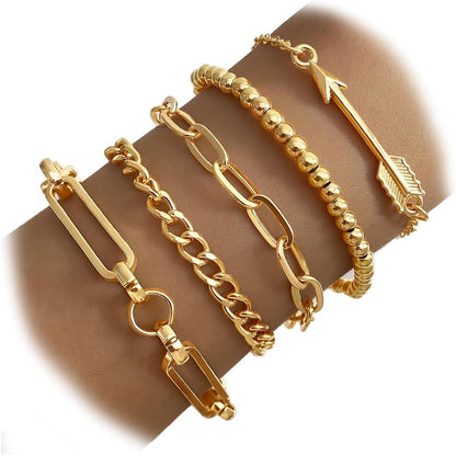 Women's stackable gold bangle bracelets in classic boho design